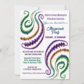 Invitation Rien Perles Mardi Gras Couleurs Masquerade Party (Devant)