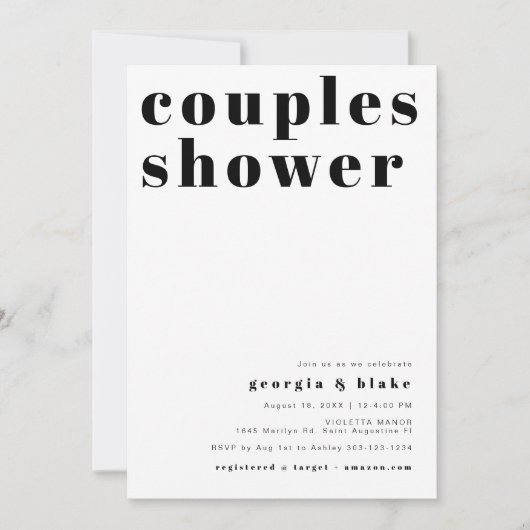 Invitation RILEY Bold Retro Typographie Couples Douche (Devant)