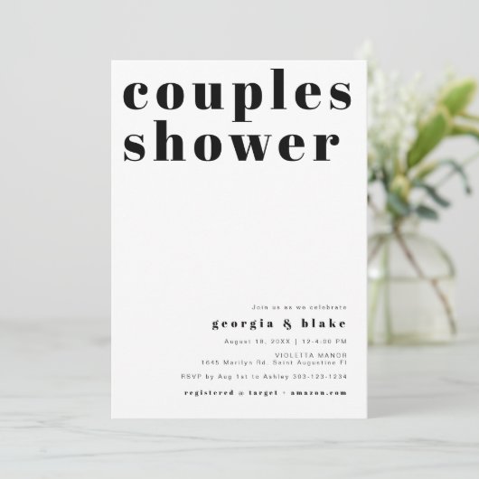 Invitation RILEY Bold Retro Typographie Couples Douche (Debout devant)