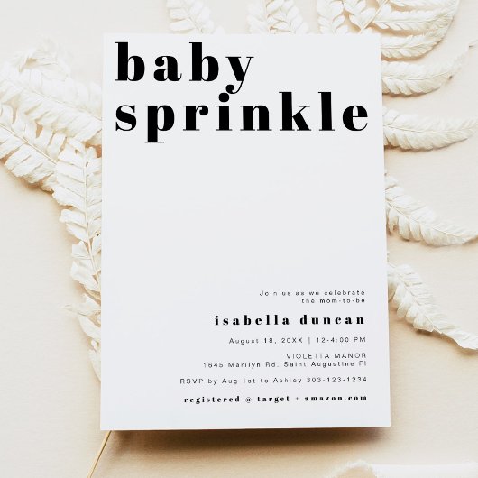 Invitation RILEY Modern Bold Contemporary Baby Sprinkle