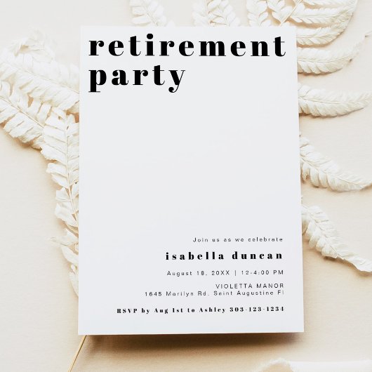Invitation RILEY Modern Bold Contemporary Retirement Party
