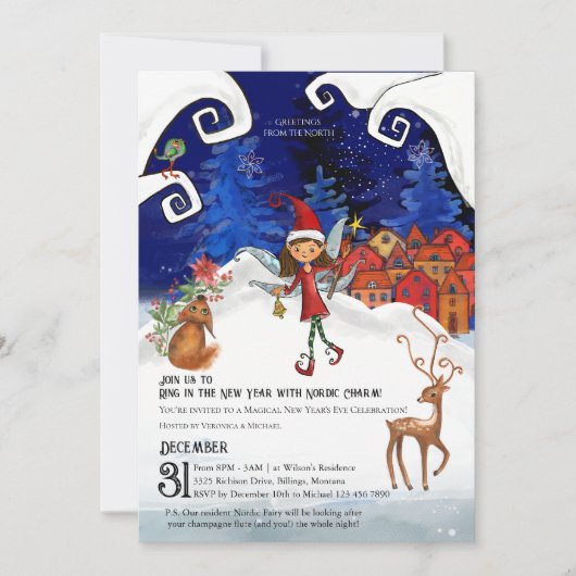 Invitation Ring in the New Year with Nordic Charm I Whimsical (Devant)