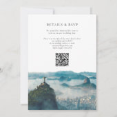 Invitation Rio Skyline Watercolor QR Code Brazil Wedding (Dos)