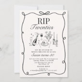 Invitation RIP 20 Whimsical, funérailles à main Anniversaire (Devant)