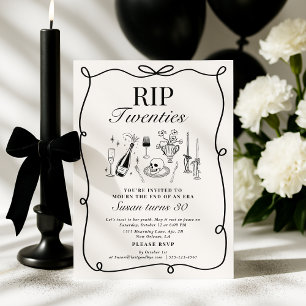 Invitation RIP 20 Whimsical, funérailles à main Anniversaire