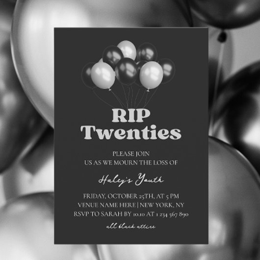 Invitation RIP 20s Années 1920 Funérailles Élégante 30e anniv