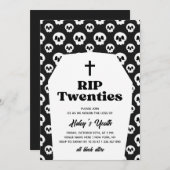 Invitation RIP 20s Années 20 Funérailles Goth Black 30e Anniv (Devant / Derrière)