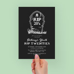 Invitation RIP 20s Black White 30th Birthday Party<br><div class="desc">Ces invitations noires et blanches à la fête du 30e anniversaire sont la meilleure façon de montrer à vos invités que vous êtes prêt à partir de la vingtaine! Le design décalé avec une pierre gravée marquant les "RIP 20" sur eux est sûr de faire rire, et le modèle de...</div>