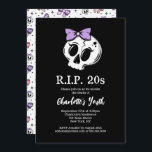 Invitation Rip 20s Coquette Aesthétique Bow 30th Birthday Par<br><div class="desc">Réjouissez l'invitation de fête d'anniversaire des années 20 avec un thème esthétique coquette pour célébrer le 30e anniversaire d'une femme. Design noir avec des lettres blanches,  un crâne,  des arcs,  et les mots "mort de la jeunesse". Personnalisez-le avec les détails de votre fête et les informations RSVP.</div>