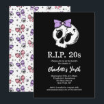 Invitation Rip 20s Coquette Aesthétique Bow 30th Birthday Par<br><div class="desc">Réjouissez l'invitation de fête d'anniversaire des années 20 avec un thème esthétique coquette pour célébrer le 30e anniversaire d'une femme. Design noir avec des lettres blanches,  un crâne,  des arcs,  et les mots "mort de la jeunesse". Personnalisez-le avec les détails de votre fête et les informations RSVP.</div>