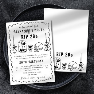 Invitation RIP 20s Doodle Scribble Funérailles 30e anniversai