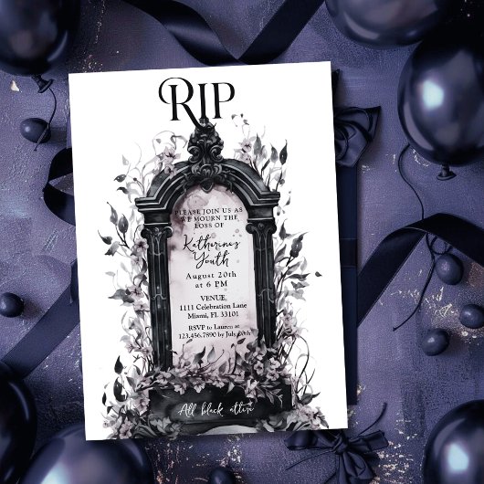 Invitation Rip 20s Mort à ma jeunesse 30e fête d'anniversaire