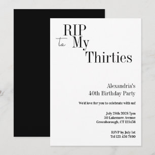 Invitation RIP 30 ans Fête d'anniversaire minimale pour les 4