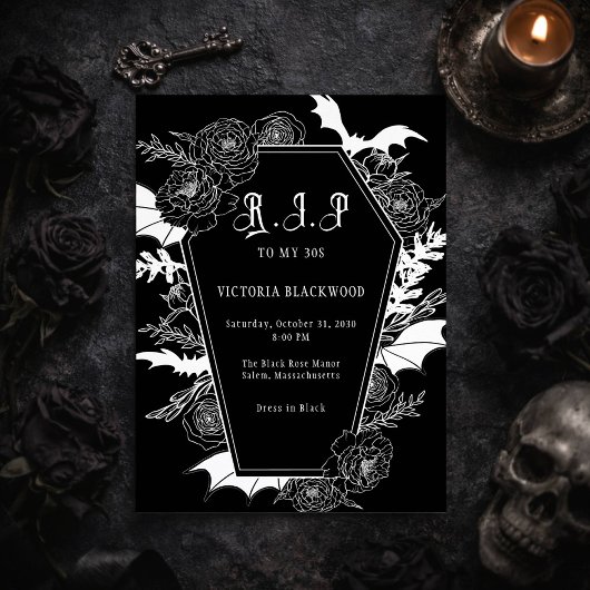 Invitation RIP 30s 40th Gothic Birthday Party