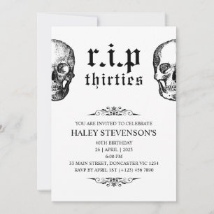 Invitation RIP 30s Années 1920 Funny Funeral Skull 40th Birth