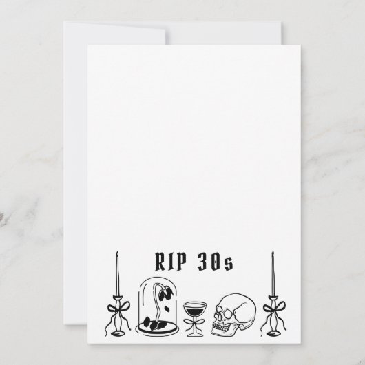 Invitation RIP 30s Doodle Scribble Funérailles 40e Anniversai (Dos)