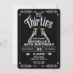 Invitation RIP à mes 30 ans Anniversaire des 40 ans gothique