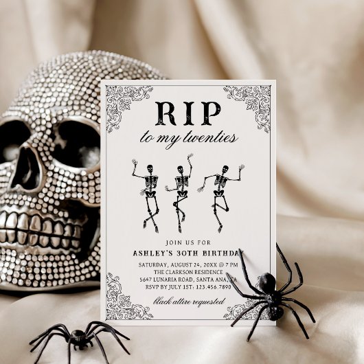 Invitation RIP à mon anniversaire de vingtaine