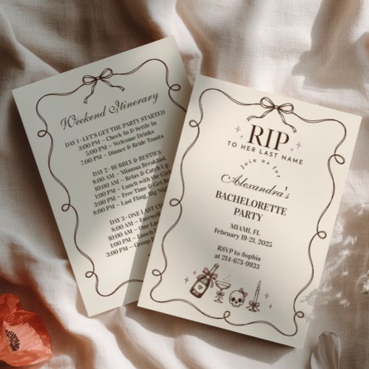 Invitation RIP à son nom de jeune fille Brown Bow