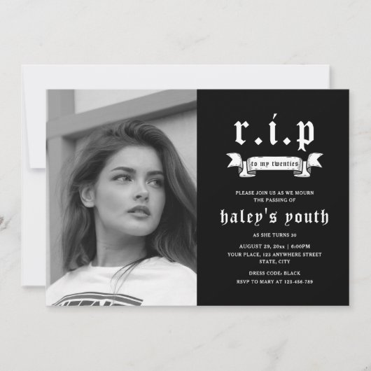 Invitation RIP Années 20 Funérailles Funny 30e Anniversaire P (Devant)