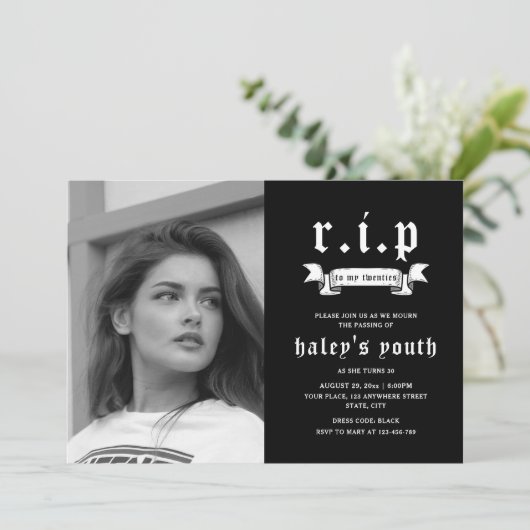 Invitation RIP Années 20 Funérailles Funny 30e Anniversaire P (Debout devant)