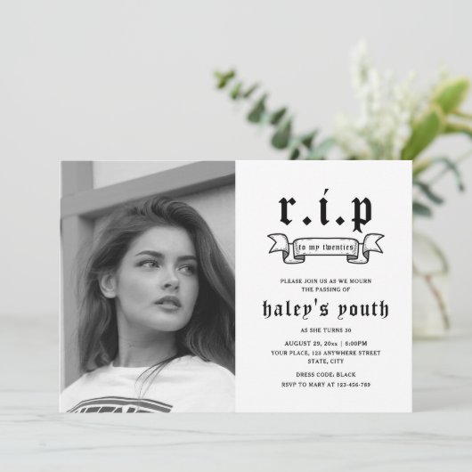 Invitation RIP Années 20 Funérailles Funny 30e Anniversaire P (Debout devant)