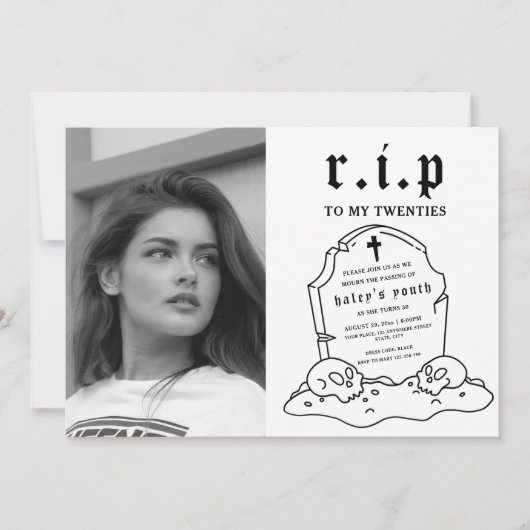 Invitation RIP Années 20 Funérailles Funny 30e Anniversaire P (Devant)