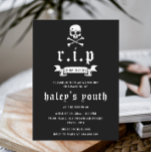 Invitation RIP Années 20 Funny Death Funeral 30th Birthday<br><div class="desc">Ce design drôle mais éffrayant présente un thème funéraire avec une typographie grave et vintage sur un arrière - plan noir. Personnalisez l'invitation avec vos détails et si vous voulez réorganiser le style et le placement du texte, veuillez appuyer sur le bouton "Cliquez pour customiser plus loin". Pour plus de...</div>