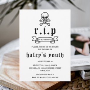 Invitation RIP Années 20 Funny Death Funeral 30th Birthday