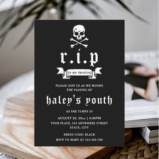 Invitation RIP Années 20 Funny Death Funeral 30th Birthday