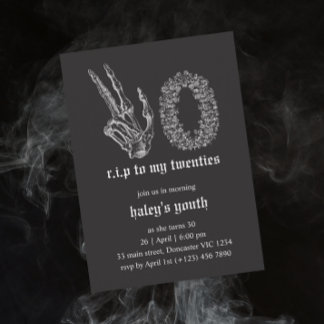 Invitation RIP Années 20 Skeleton Funeral 30th Birthday