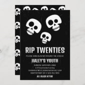 Invitation RIP Années 20 Skull Funny Funeral 30th Birthday (Devant / Derrière)