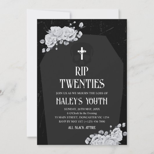 Invitation RIP Années 20 Tombstone Funeral 30th Birthday (Devant)
