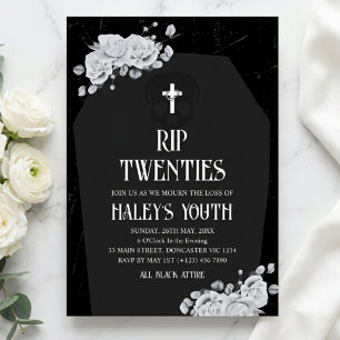 Invitation RIP Années 20 Tombstone Funeral 30th Birthday
