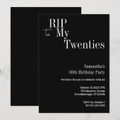 Invitation RIP Années 30e fête d'anniversaire Noir et blanc (Devant / Derrière)