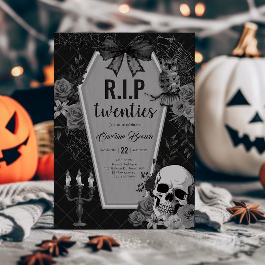 Invitation RIP Années Coquette gothique Halloween Anniversair