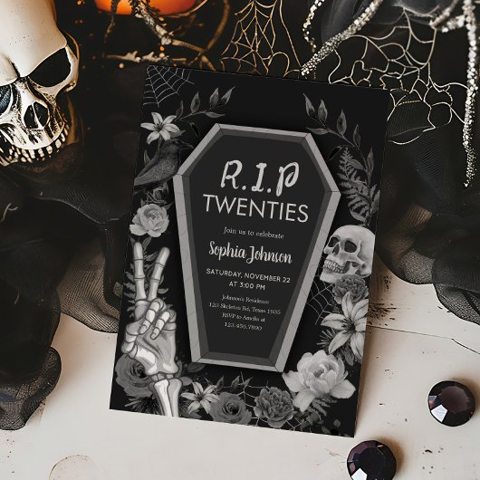 Invitation RIP Années Crâne Gothique Halloween Anniversaire