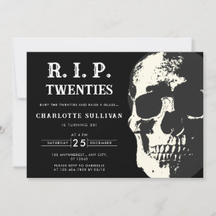Invitation Rip crâne vintage 20s Noir 30e anniversaire