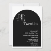 Invitation RIP gothique 20s 30e fête d'anniversaire Noir et b (Devant)