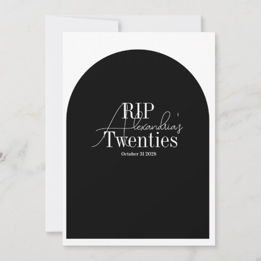 Invitation RIP gothique 20s 30e fête d'anniversaire Noir et b (Dos)