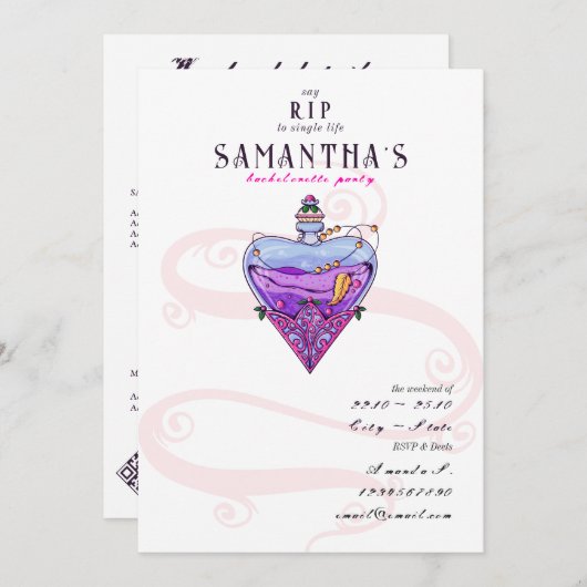 Invitation RIP gothique à vie unique quand Do Bachelorette (Devant / Derrière)