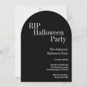 Invitation RIP Halloween Party Black and White Stripe (Devant)