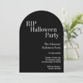 Invitation RIP Halloween Party Black and White Stripe (Debout devant)