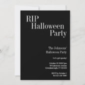 Invitation RIP Halloween Party Black and White Stripe (Devant)
