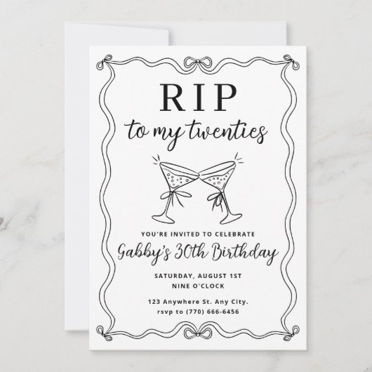 Invitation RIP to my Twenties Funeral 30th Birthday Party (Devant)