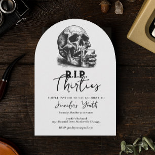 Invitation RIP Trente crâne Vintage 40e fête d'anniversaire