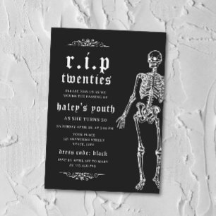 Invitation RIP Twenties 20 ans Squelette drôle 30e anniversai