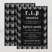 Invitation RIP Twenties 20s Drôle de Mort Crâne 30e Anniversa (Devant / Derrière)