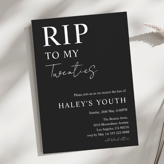 Invitation RIP Twenties 20s Moderne Simple 30e Anniversaire