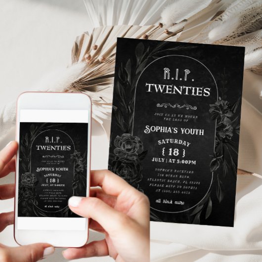 Invitation RIP Vingt-dixième fête d'anniversaire Décès à ma j